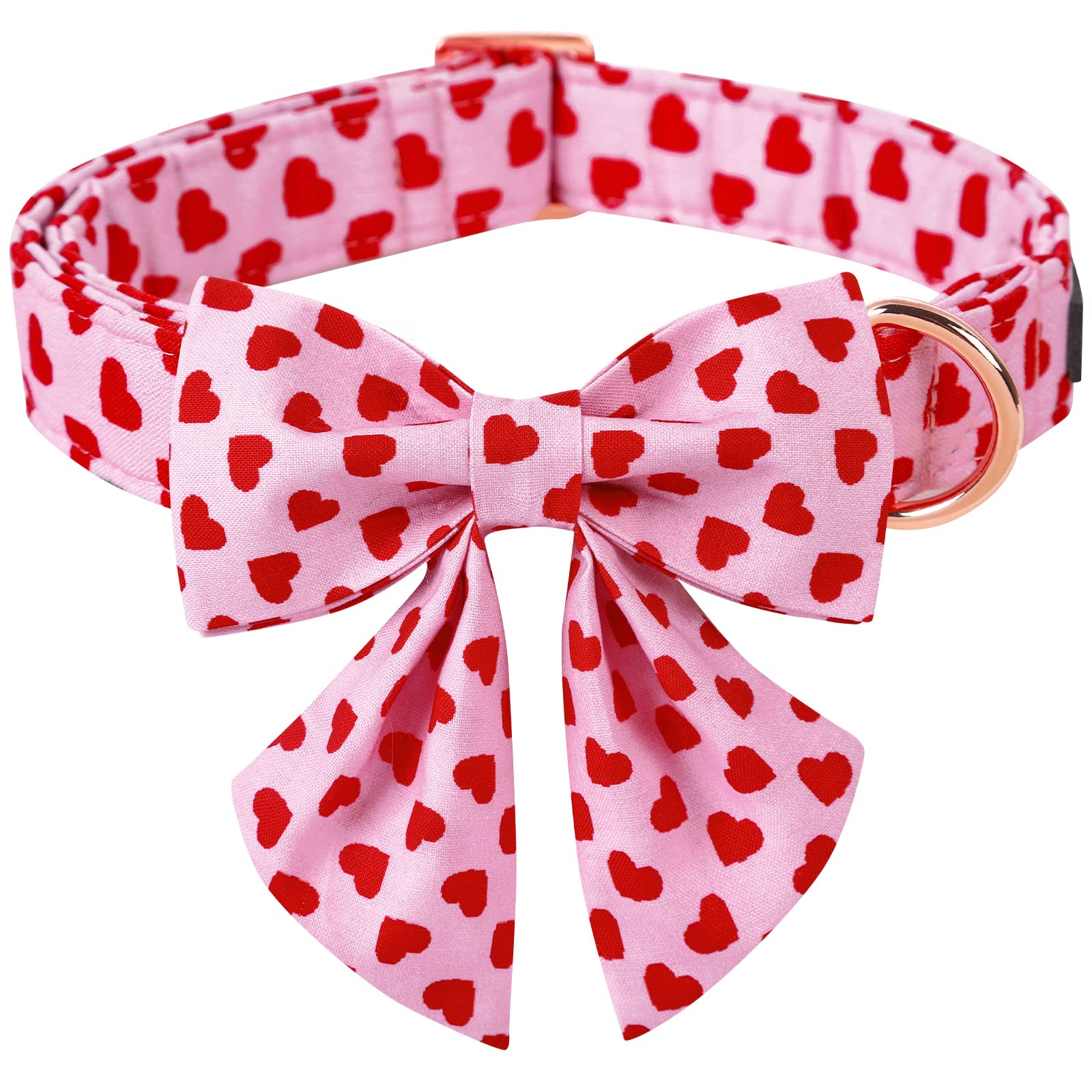 Collar Aring Pet con corazón rosa y lazo marinero, ideal para paseos diarios