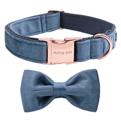 Aring pet collar terciopelo con moño removible, suave y cómodo para paseos diarios.