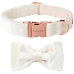 Aring Pet Collar Velvet con lazo desmontable, ideal para bodas.