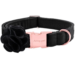 Collar ARING PET negro con flor desmontable para estilos diarios.