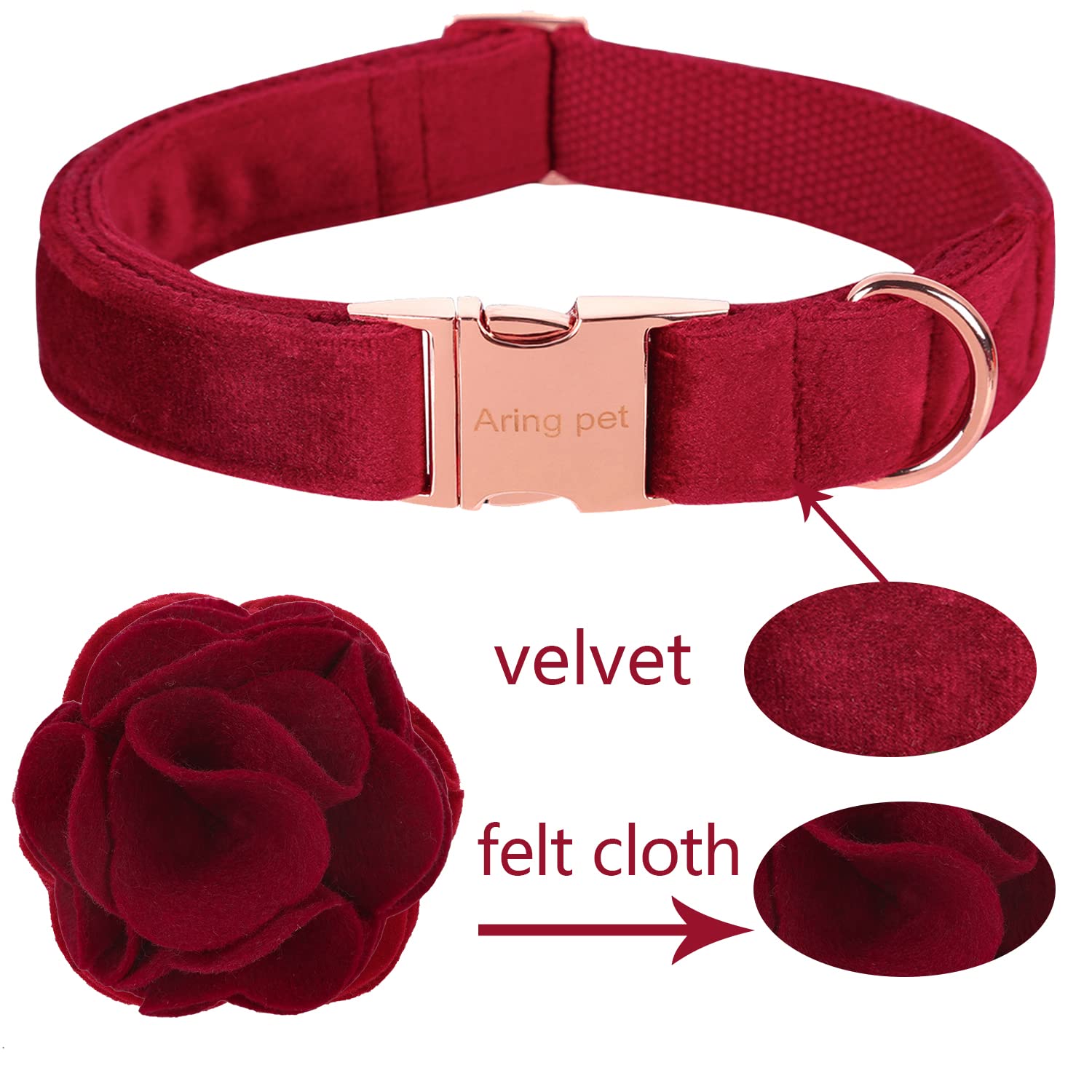 Aring pet collar velvet para uso diario y sesiones de fotos.