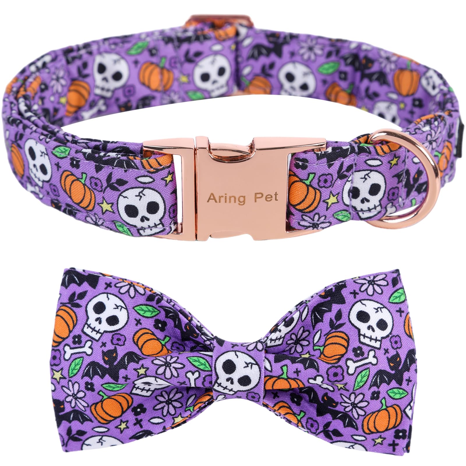 Collar Aring Pet Halloween con lazo calabaza, ideal para uso diario y fiestas