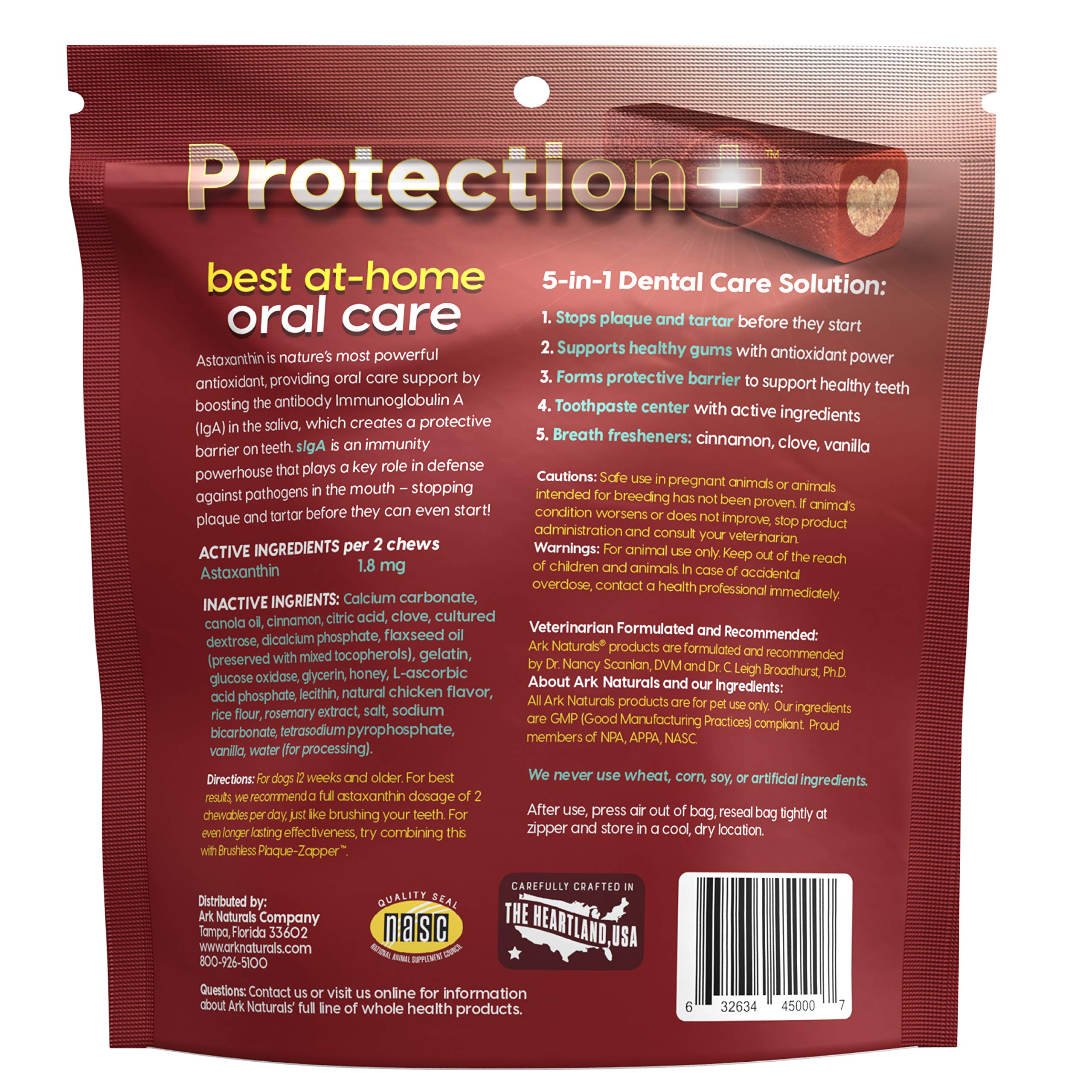 ARK NATURALS Protección Plus – masticables dentales visibles para limpieza diaria.
