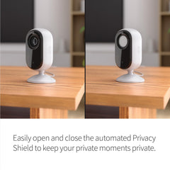 Arlo Essential cámara interior con detección de movimiento y alertas en tiempo real.