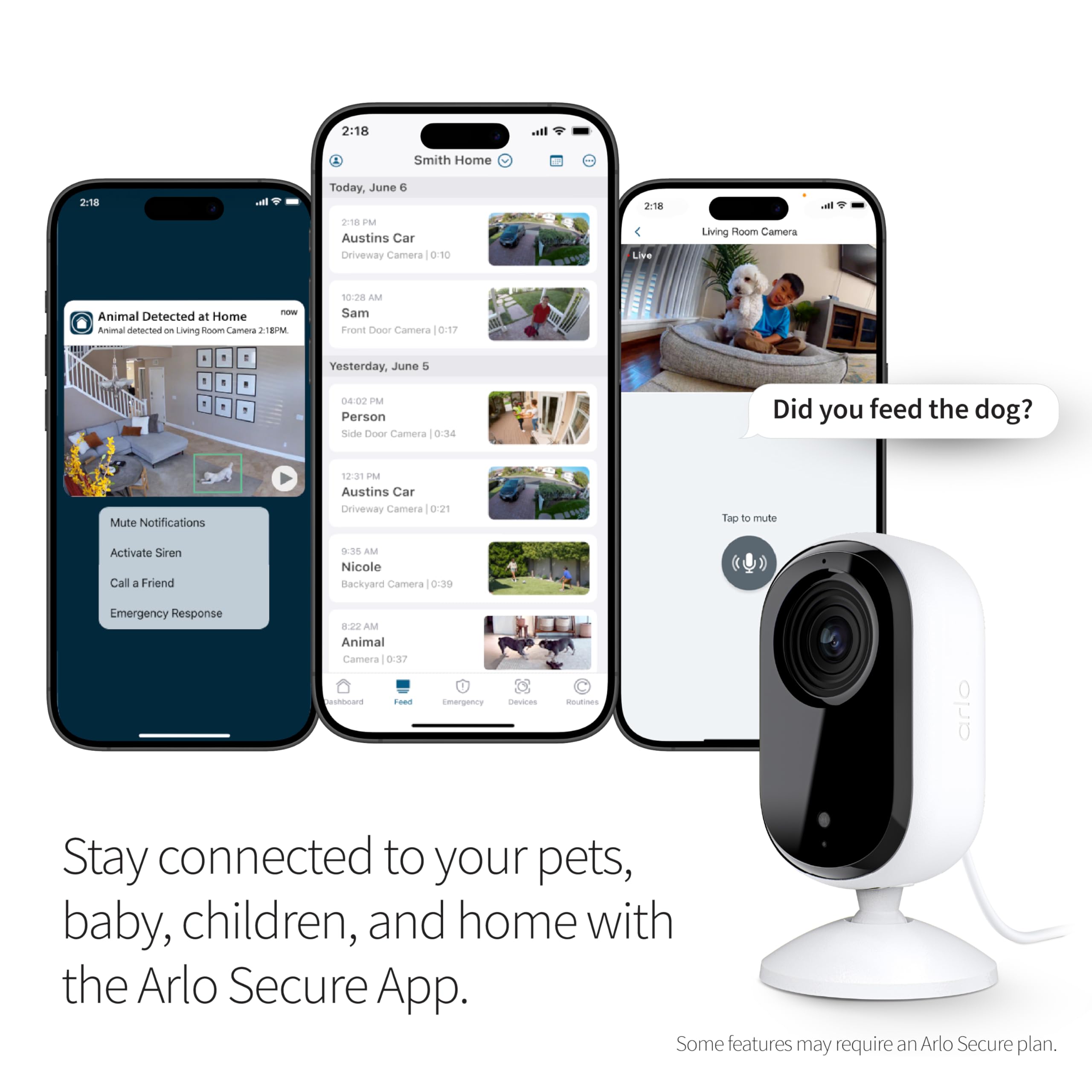 Arlo Essential cámara interior transmite en vivo para ver lo que ocurre desde cualquier lugar.
