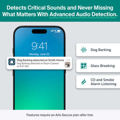 Arlo Essential detección de mascotas y visitantes para mayor tranquilidad.