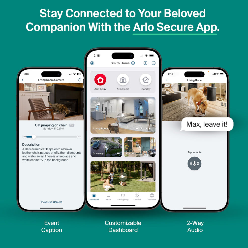 Arlo Essential sirena integrada para disuasión rápida y efectiva.
