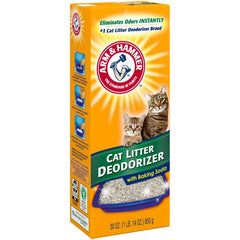 Arm & Hammer desodorante para arena de gatos activado por humedad mejora la frescura tras cada uso.