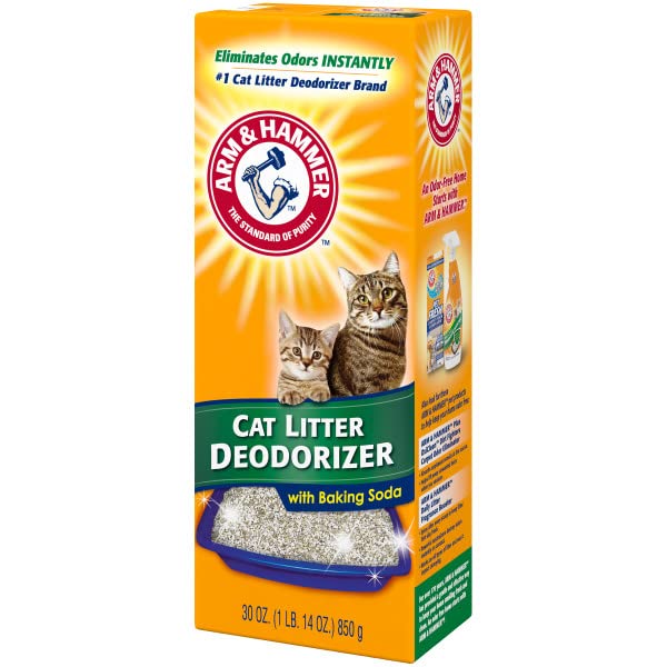 Arm & Hammer desodorante para arena de gatos con tecnología antiaglomerante evita grumos adheridos.