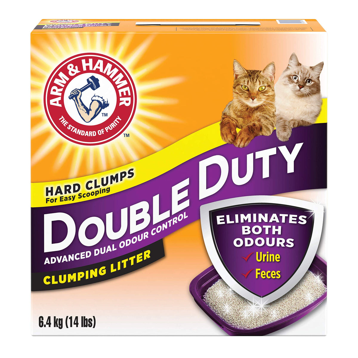 Arm & Hammer arena para gatos en envase de 14 libras, facilita limpieza con grumos consistentes.