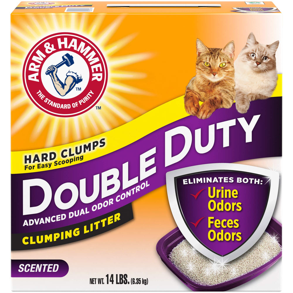 Arm & Hammer Doble Uso Arena para Gatos, empaque visible, ayuda a mantener olores bajo control.