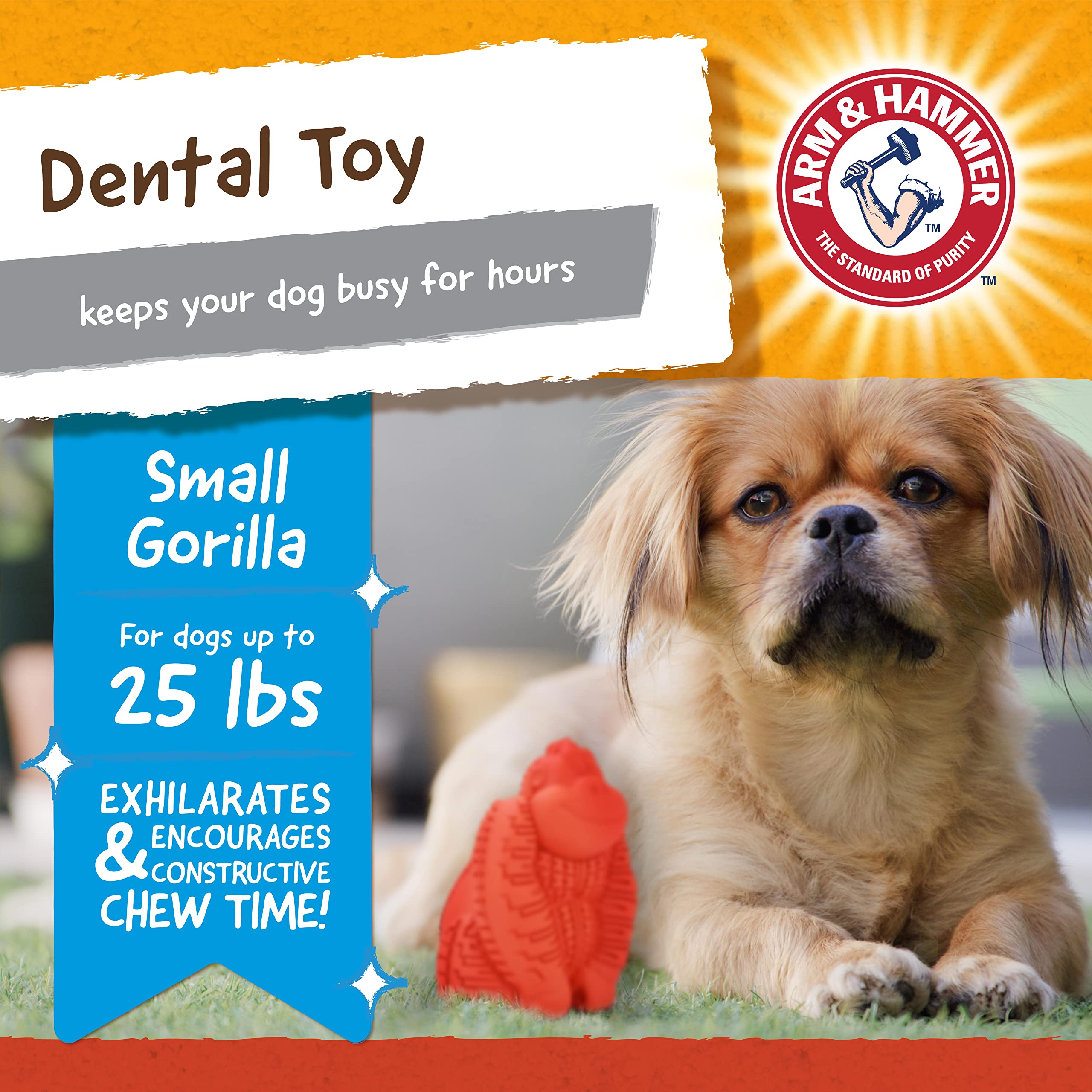 Arm & Hammer Mini Gorila, enfoque en limpieza dental para aliento más fresco.