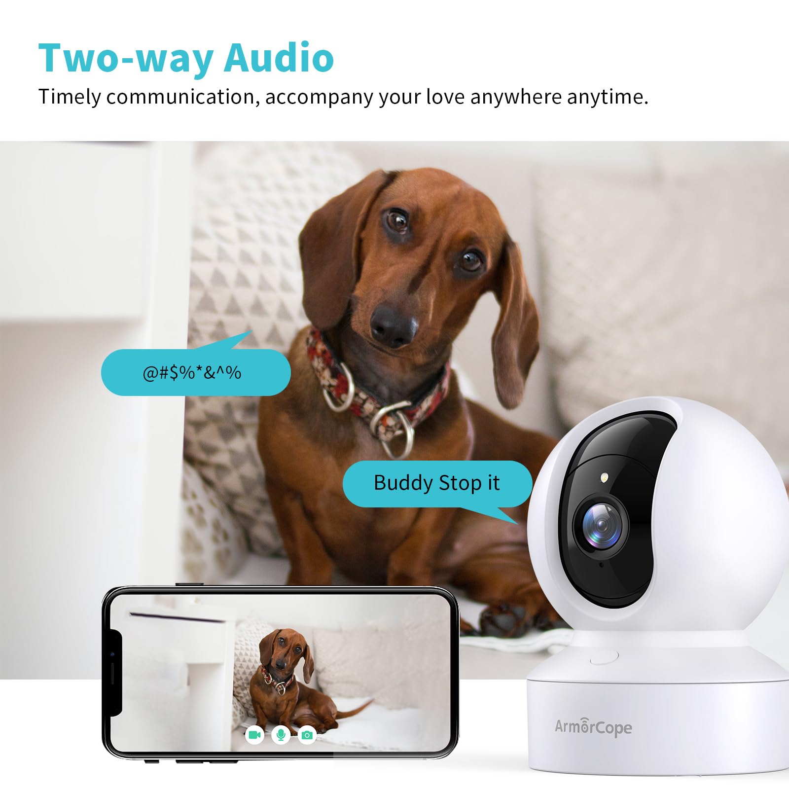 Armorcope cámara para mascotas con panorámica 360 para vigilar cada habitación