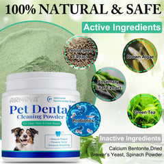 ARMOYA Polvo Dental para Perros, mezcla con comida, aliento más fresco.