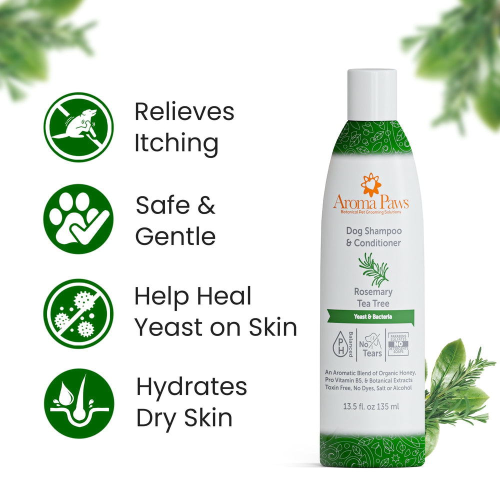 Aroma Paws shampoo, cuidado de piel y pelo con aceites nutritivos.
