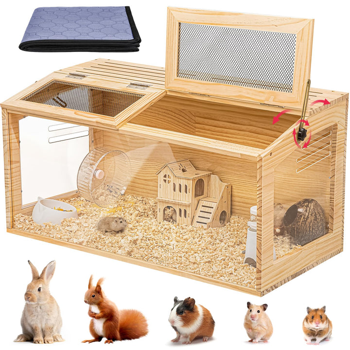 aronyada jaula hamster de madera, prueba mordida, duradera para roedores curiosos