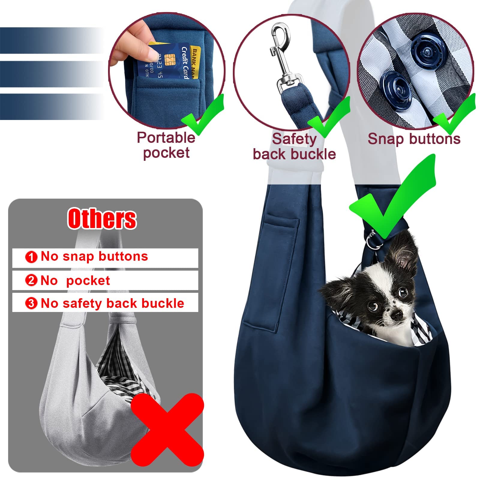 Artisome Sling con bolsillo frontal para objetos personales.