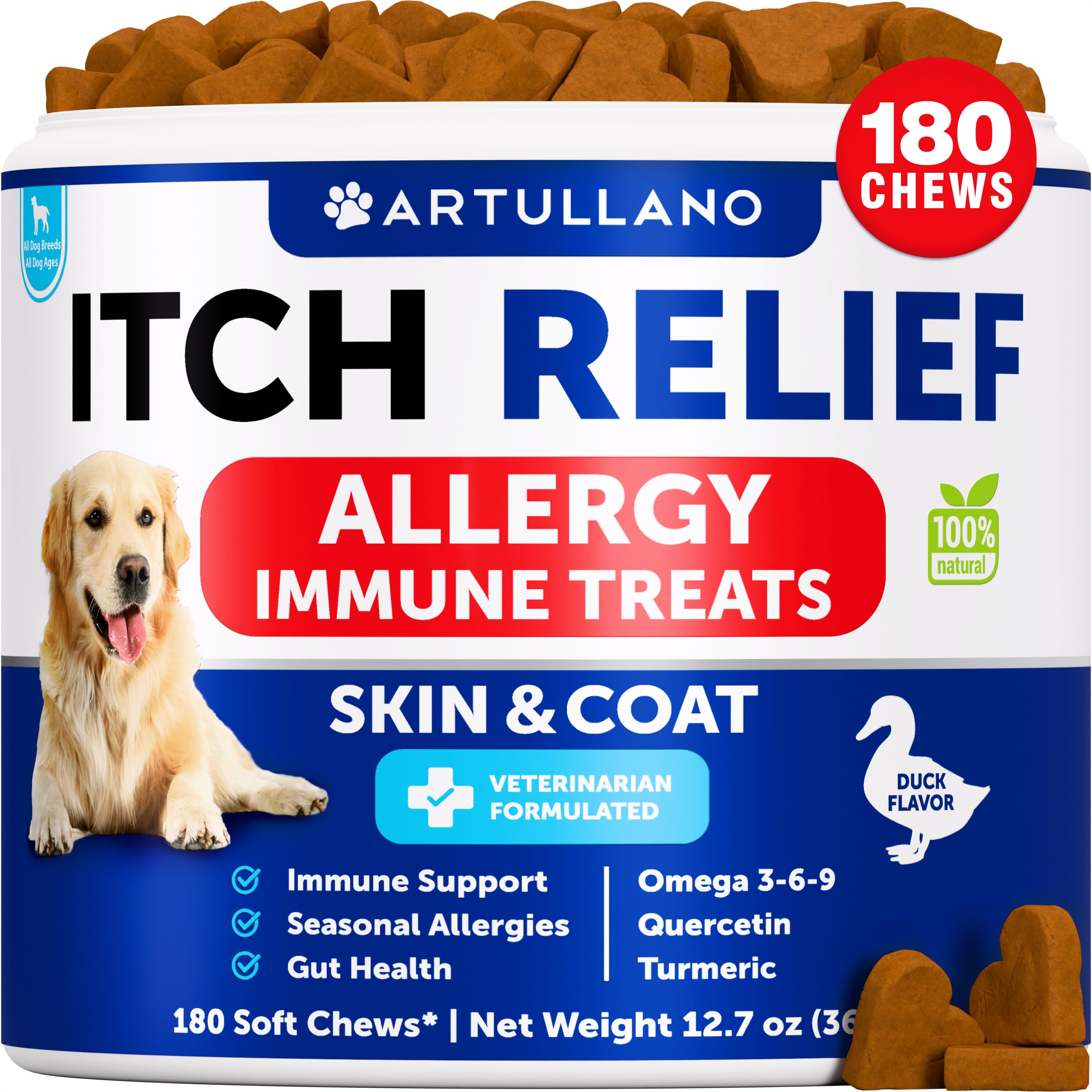 Artullano alergia perro botella: apoyo suave para la piel y pelaje