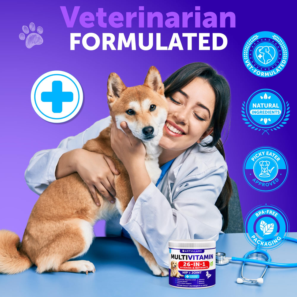 Artullano Dog Multivitamin 26 en 1, apto para todas las edades.