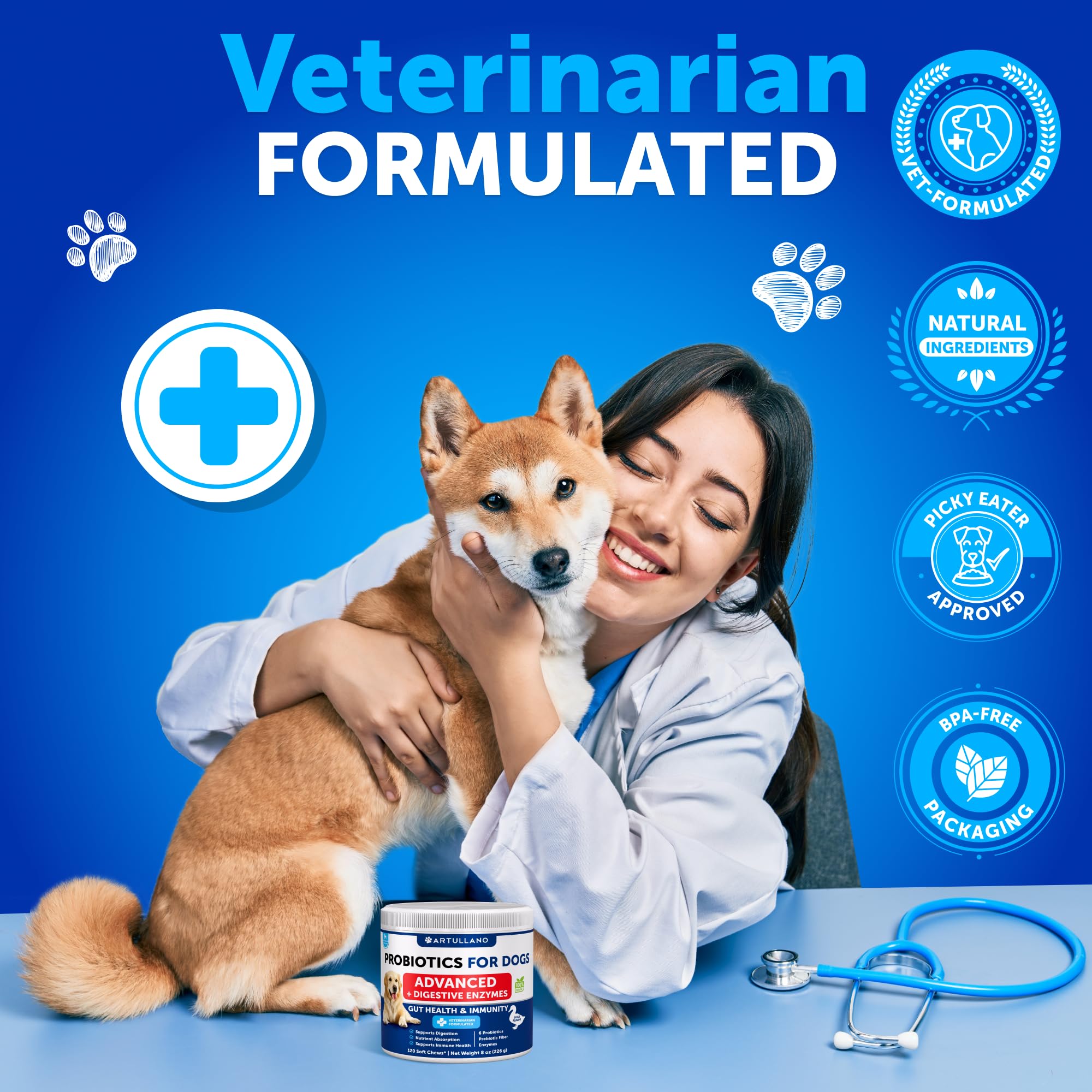 Artullano Probióticos para perros, aptos para todas las edades y razas.