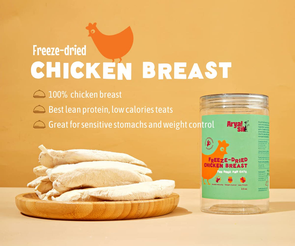 Arya Sit! porciones bajas en calorías de pollo liofilizado, ideal para control de peso.