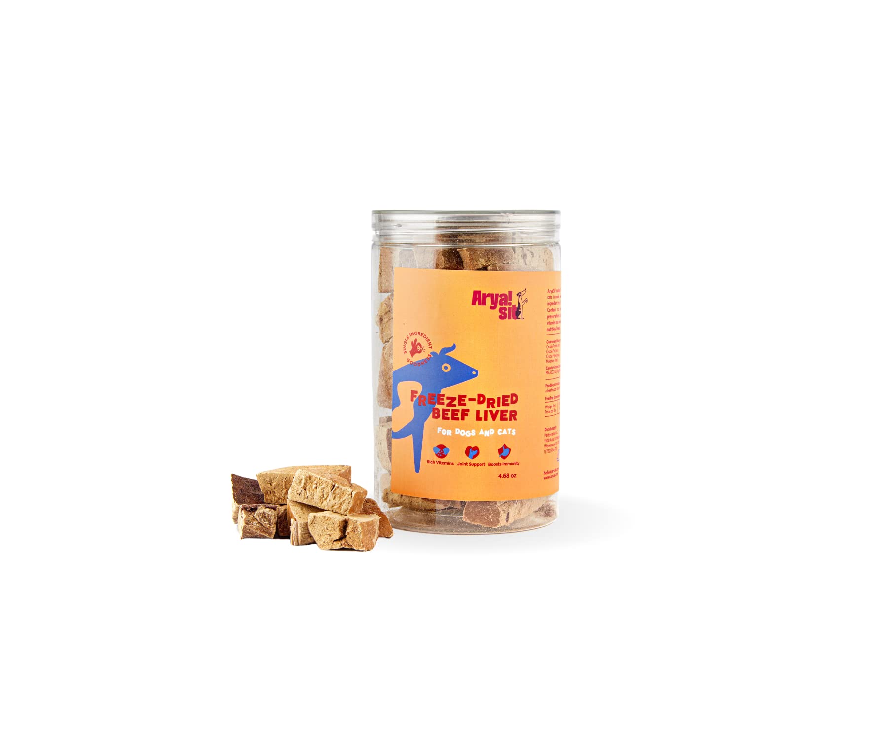 Arya Sit! snack liofilizado de hígado de res para entrenamiento.