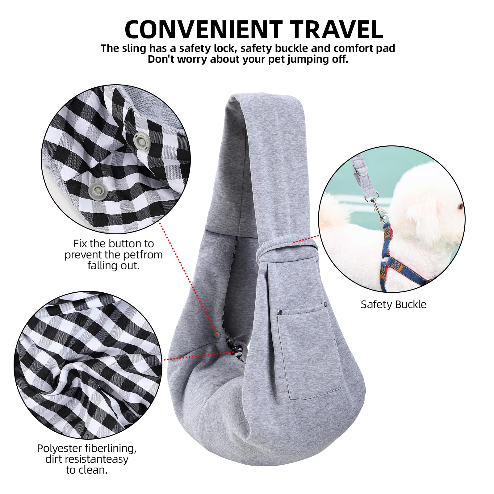 ARZQUT bandolera de seguridad para perros, sistema de sujeción al collar o arnés.