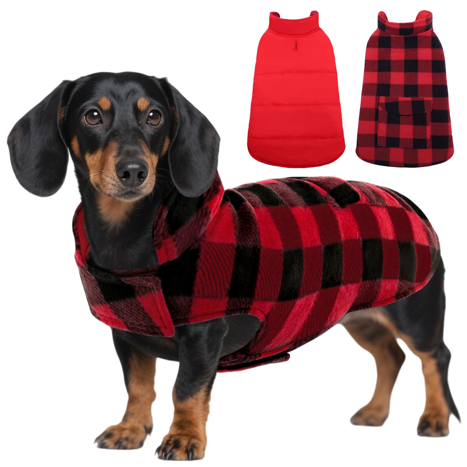 ASENKU abrigo de invierno para perro, vista frontal, mantiene cálido al perro