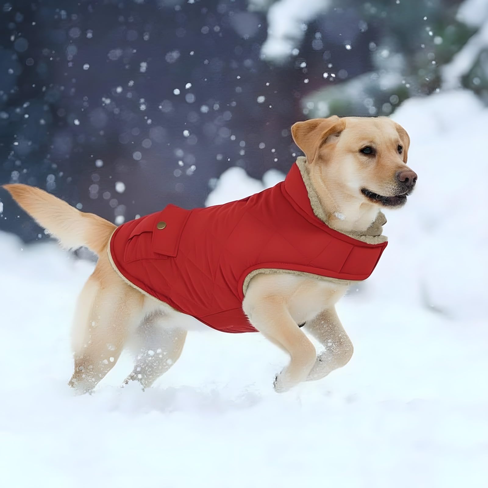 ASENKU abrigo invernal para perros en nieve, perfecto para caminatas al aire libre.