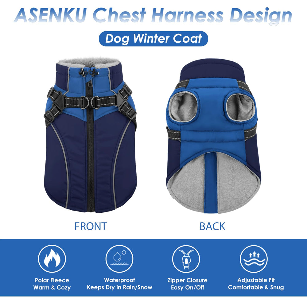 ASENKU abrigo canino con cremallera trasera, fácil de poner y quitar.