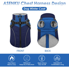 ASENKU abrigo canino con cremallera trasera, fácil de poner y quitar.