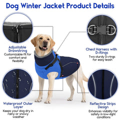ASENKU chaqueta canina de cuello alto, protege del viento y la nieve.