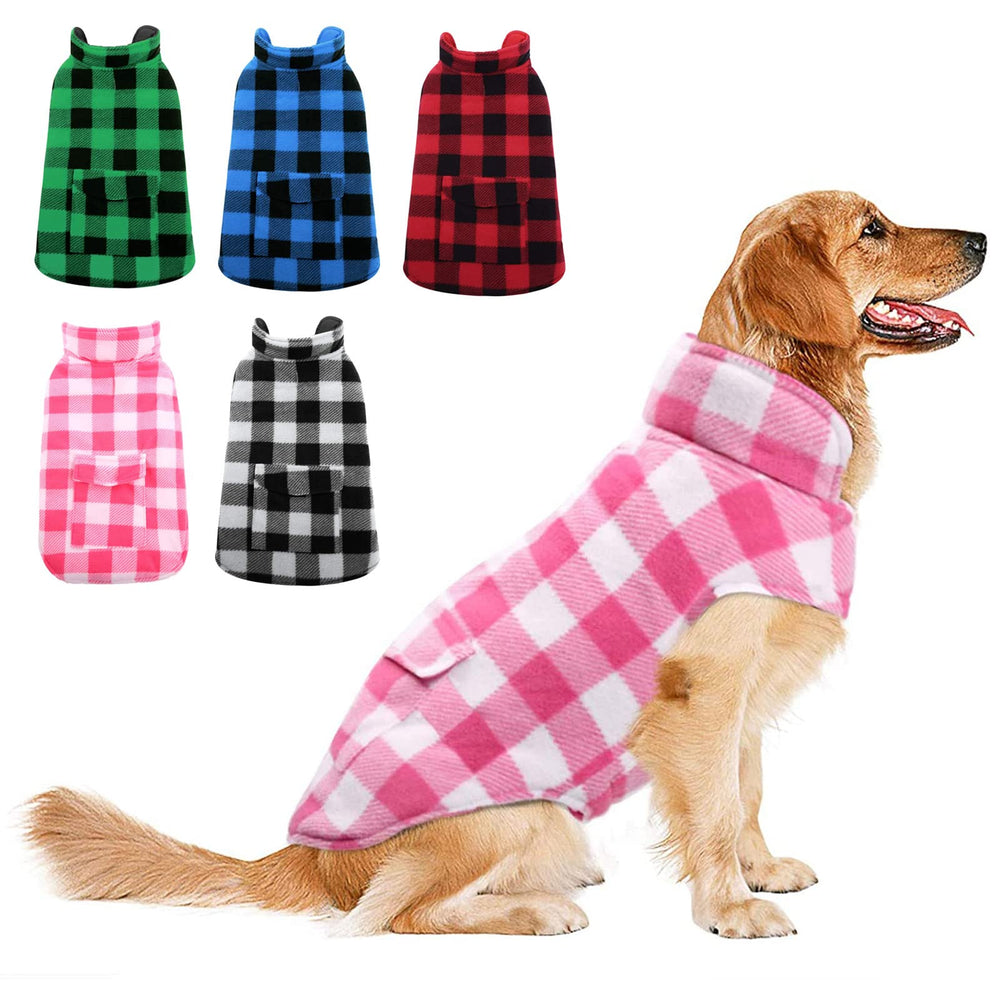 ASENKU capa invierno para perro con dos caras y cuadros, ideal para paseos diarios.