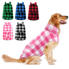 ASENKU capa invierno para perro con dos caras y cuadros, ideal para paseos diarios.