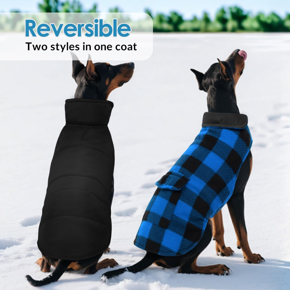 ASENKU capa para perro – bolsillo trasero en cuadros, guarda llaves o snacks.