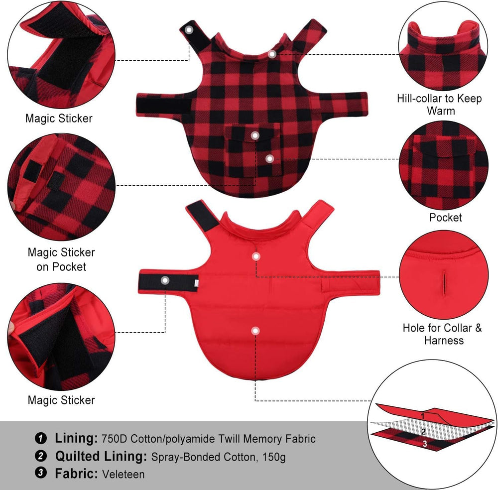 ASENKU capa de invierno para perro, vista trasera, diseño cálido y cómodo