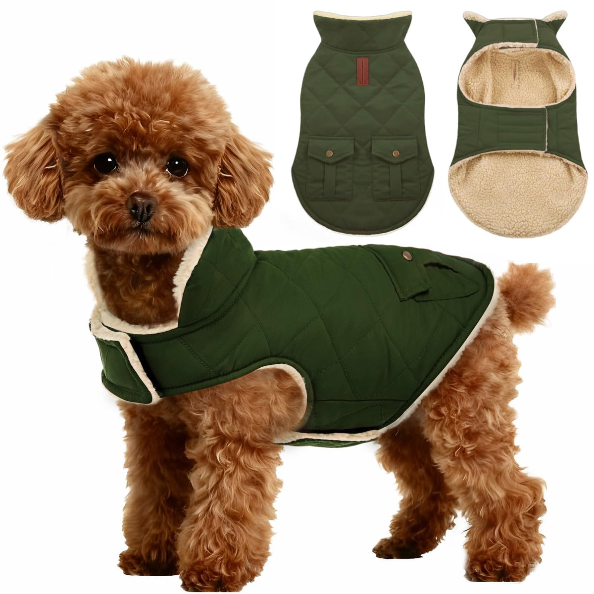 ASENKU capa-perro-invierno-impermeable-forro-peluche, ideal para paseos cálidos en días fríos