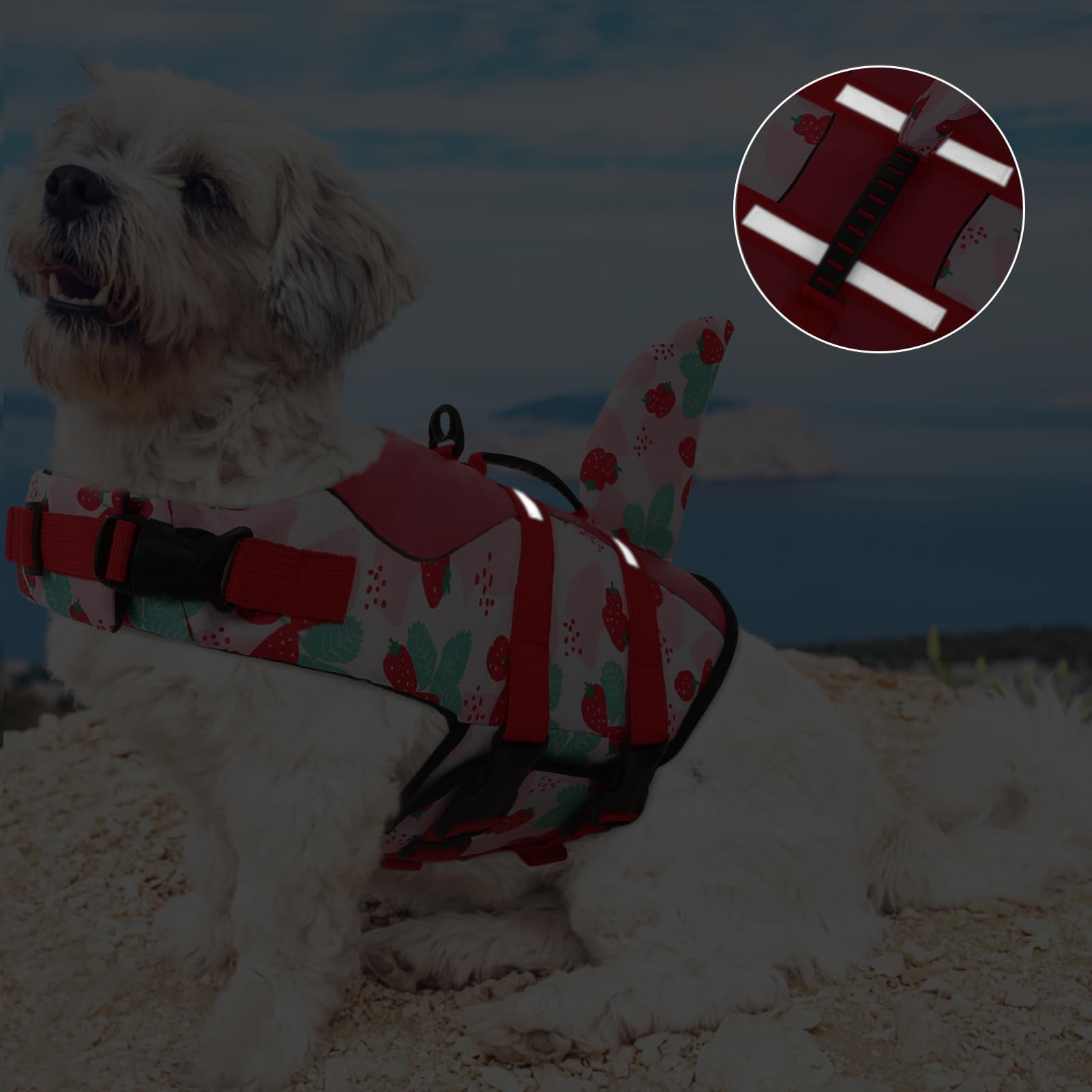 ASENKU chaleco salvavidas para perros, aro en D para la correa.