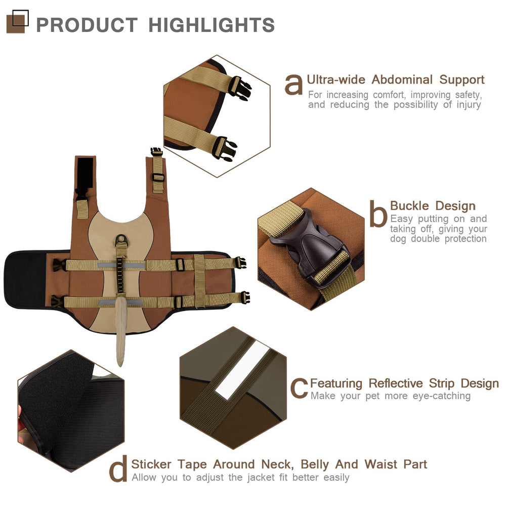 ASENKU chaleco salvavidas para perros con hebillas de ajuste para un encaje cómodo.