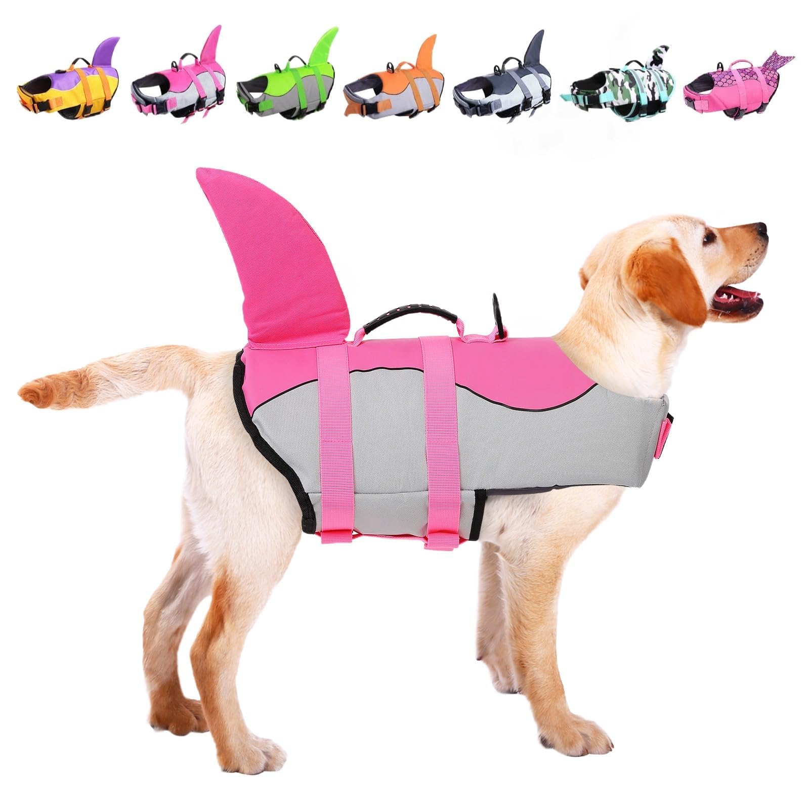 ASENKU chaleco salvavidas para perro rosa 2XL, flotación para viajar con seguridad.