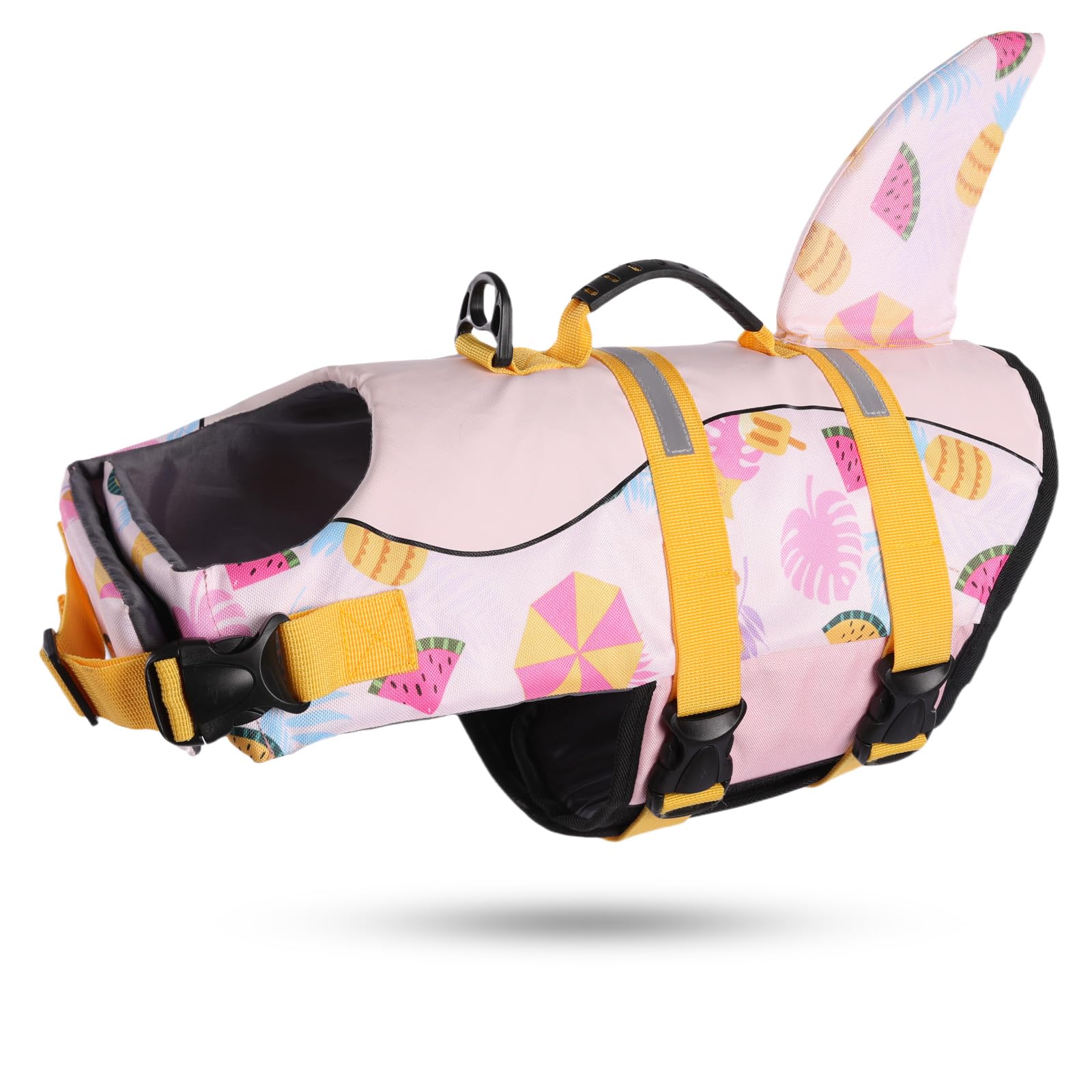 Chaleco salvavidas ASENKU para perro con diseño tiburón, ideal para playa y piscina