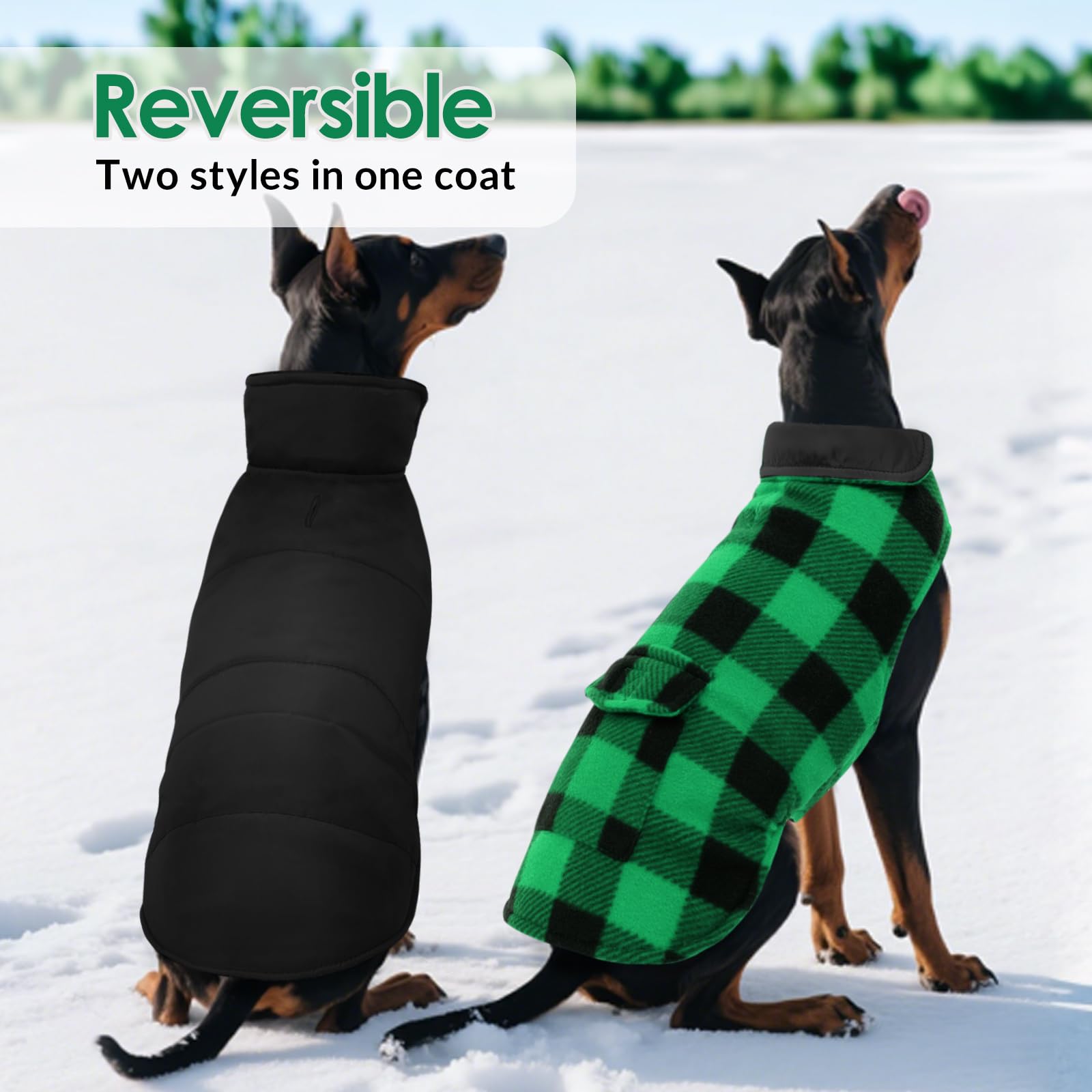 ASENKU chaqueta dos caras, lado plaid acolchado para salidas.