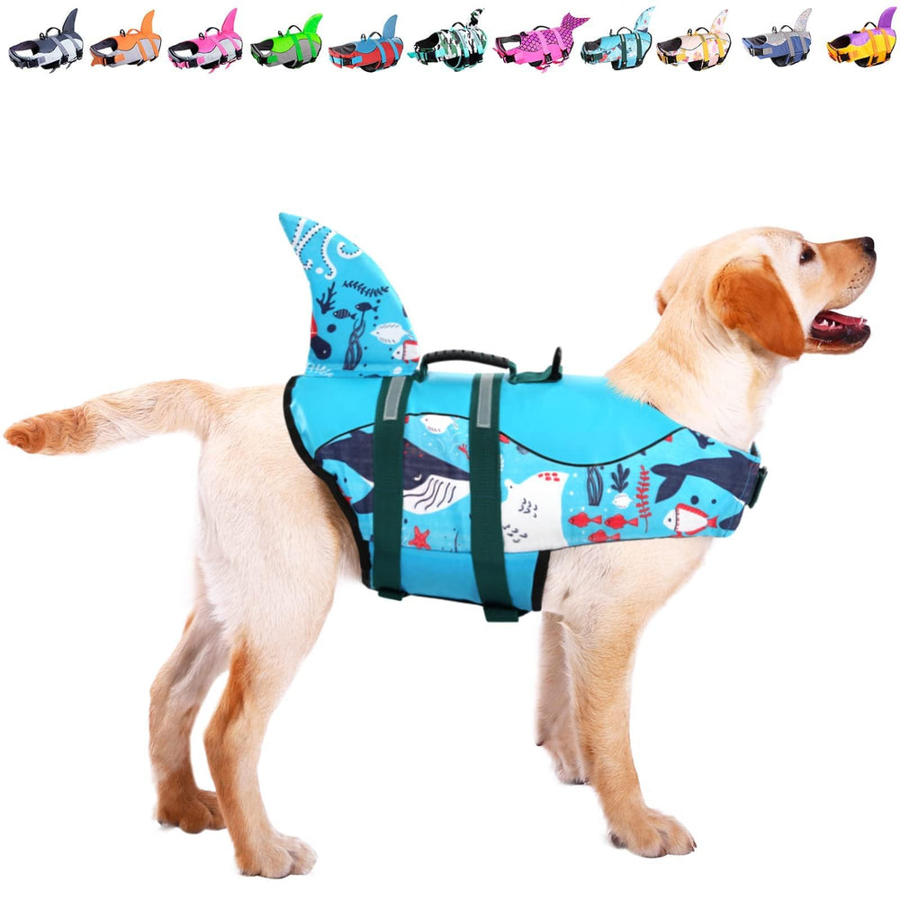 ASENKU chaqueta tiburón para perro, mayor visibilidad y estilo durante la natación.