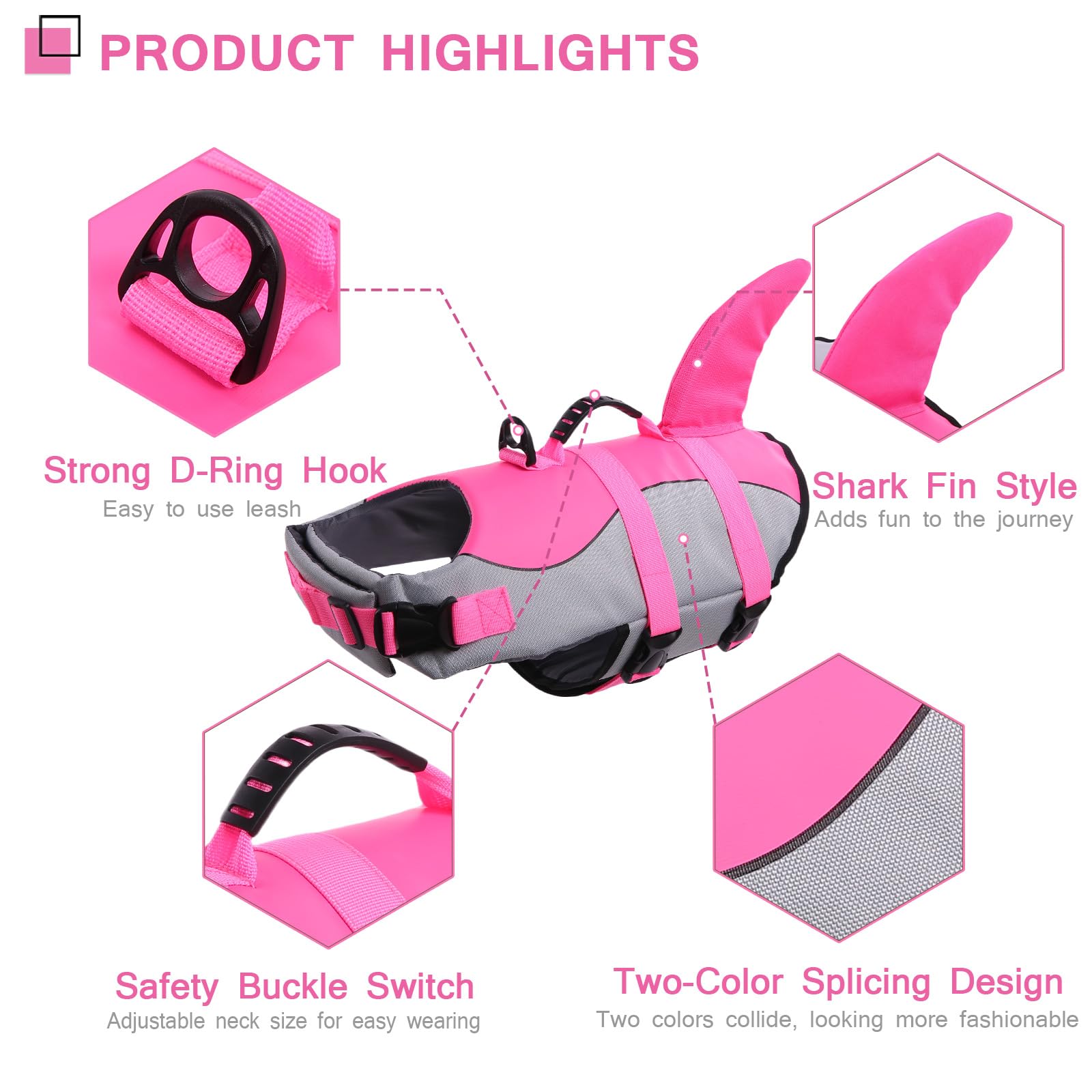 ASENKU diseño tiburon chaleco perro, colorido y llamativo para paseos.