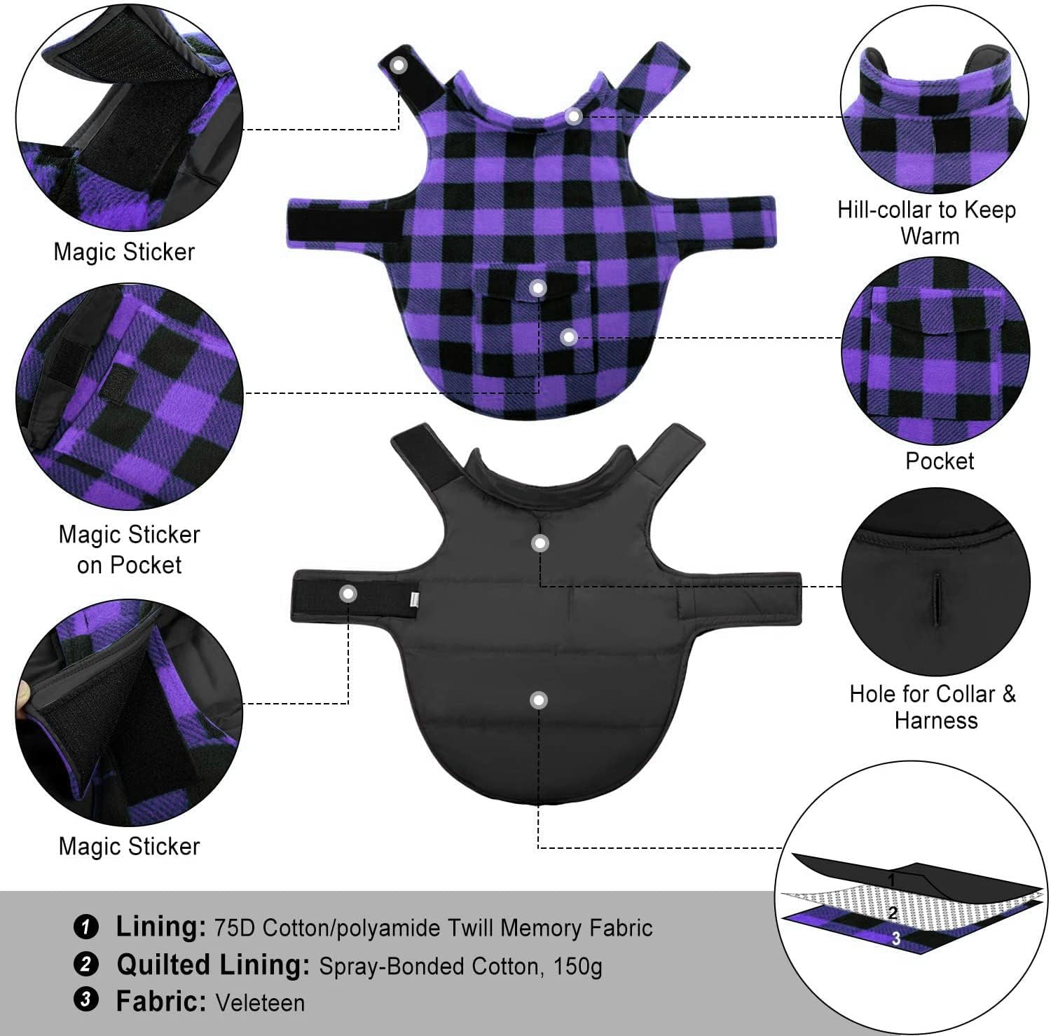 ASENKU jaqueta impermeable para perro con cierre fácil, perfecta bajo la lluvia