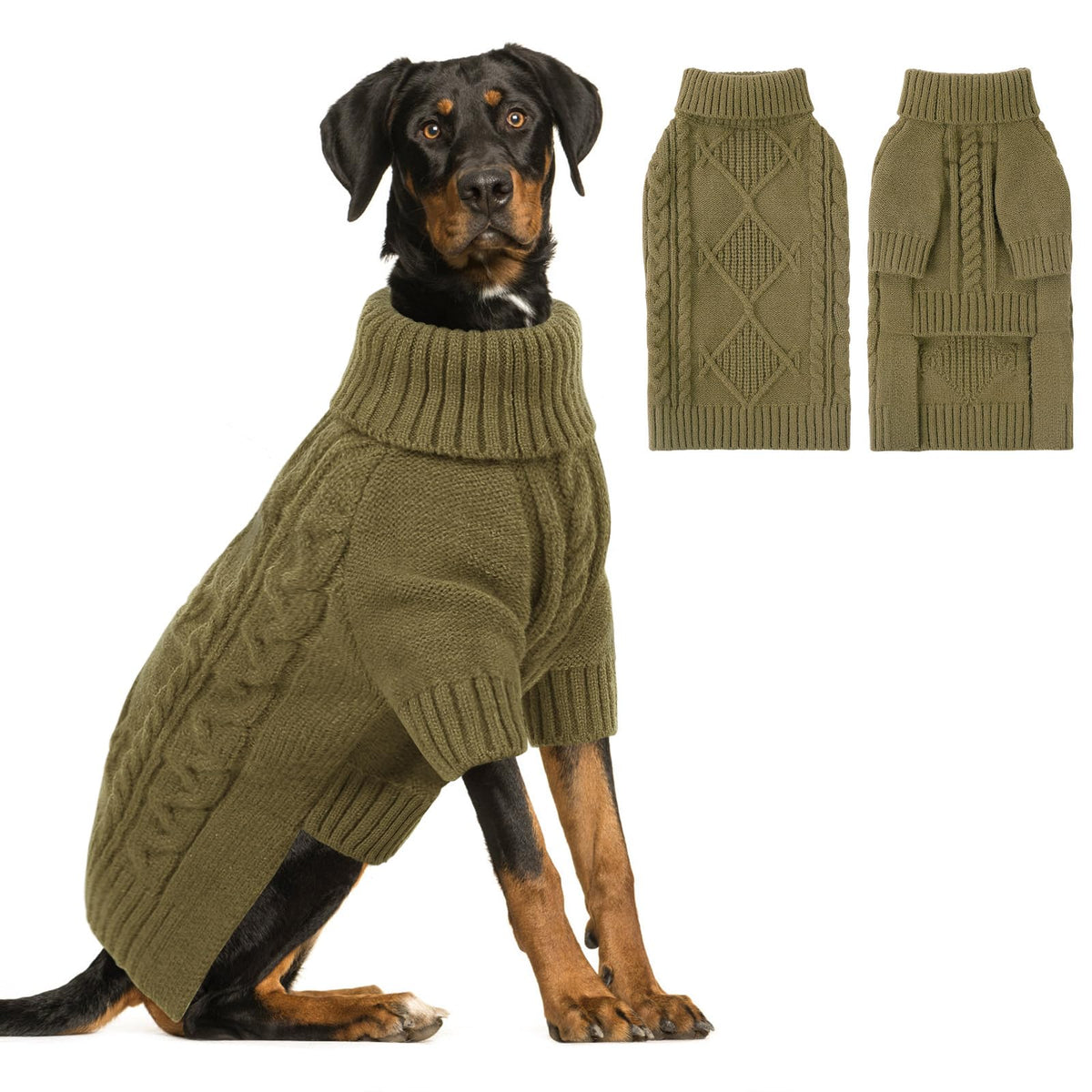 ASENKU sudadera para perro tejída con cuello alto y jacquard, abrigo elegante para paseos.