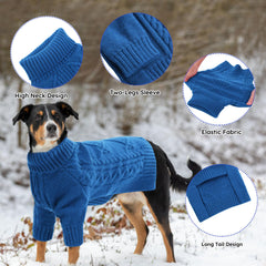 ASENKU suéter para perros con cuello alto, fácil de vestir y cómodo.