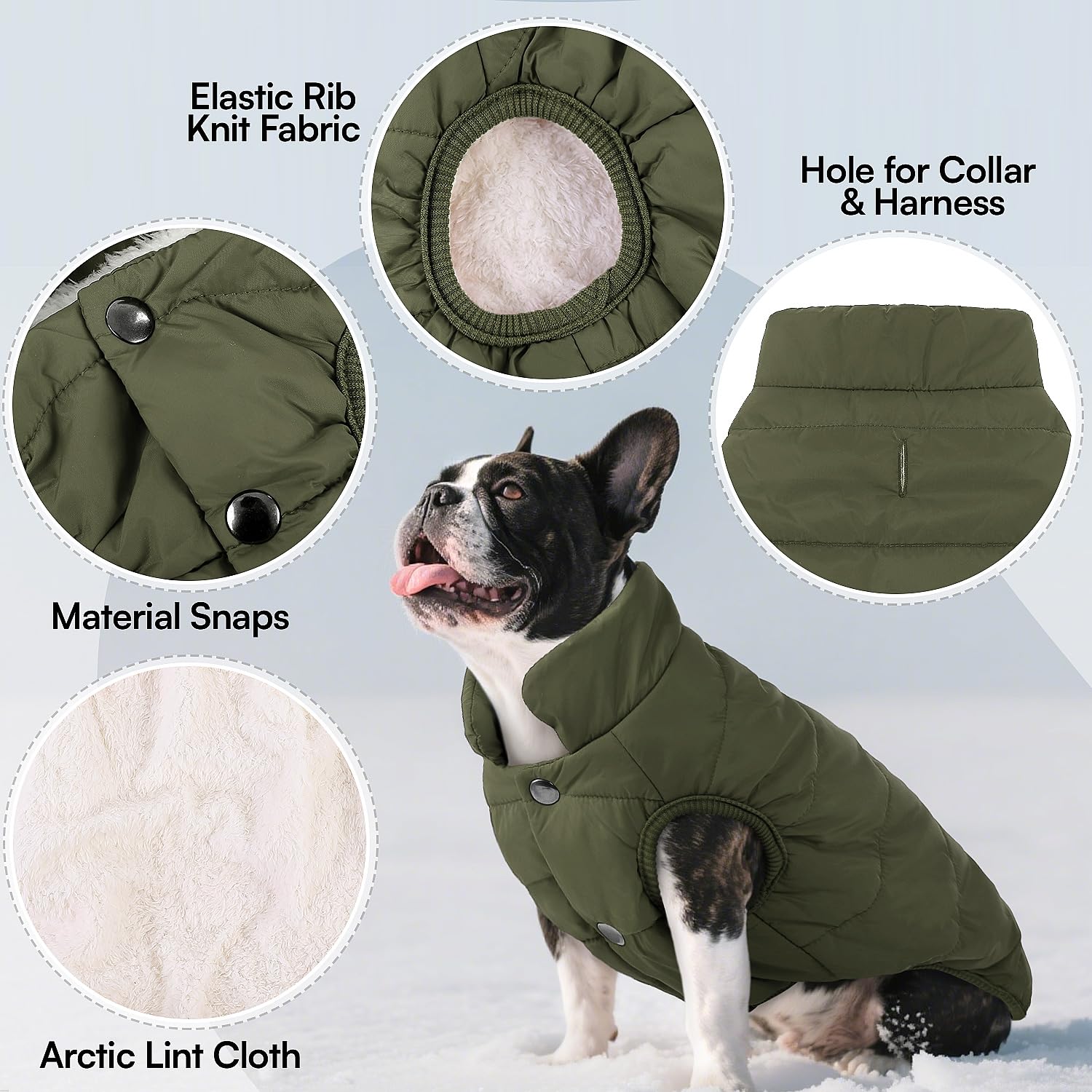 ASENKU tejido-impermeable-perro, protección contra lluvia ligera en verde army.