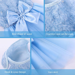 ASENKU vestido azul para perro con encaje y perlas, perfecto para eventos formales