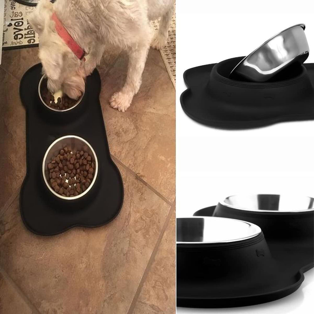 Conjunto doble para perro y gato de AsFrost, facilita la alimentación y el agua.